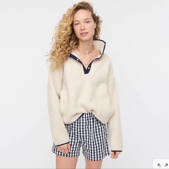 J crew Polartec® Sherpa Vintage Fleece Half-Snap Cream Off White pullover - Picture 1 of 8